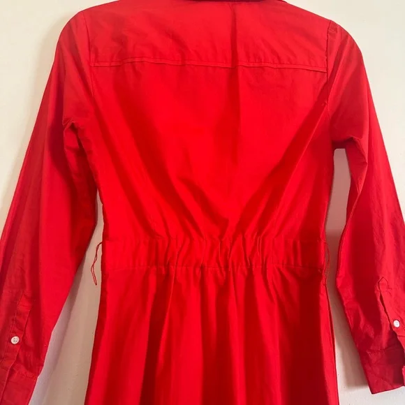 J.Crew Poplin Bright Cerise Cotton Tie Waist Dress size 00 - Picture 11 of 13
